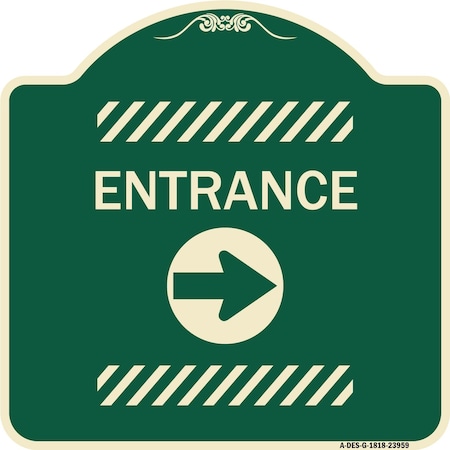 Signmission Flex Post Entrance with Right Arrow Decal for Flex Paddle Aluminum Sign, 18" L, 18" H, G-1818-23959 A-DES-G-1818-23959